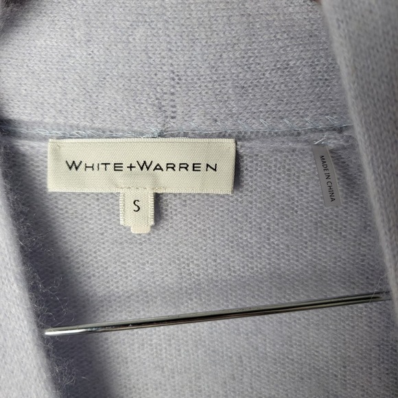 White + Warren Cardigan Sweater Small Light Blue 100% Cashmere Drape Open Front - Picture 8 of 13